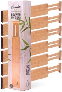 Drawer Dividers Bamboo Kitchen Organizers Set of 6 - Spring Loaded Drawer  Divider Adjustable & Expandable Drawer Organizer - Best for Kitchen,  Bedroom, Dresser, Baby Drawers & Closet 